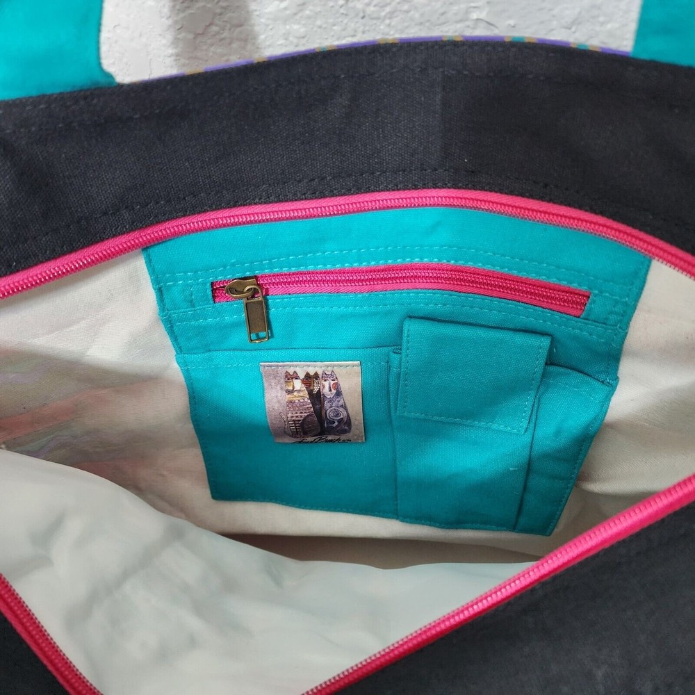 Laurel Burch Bag Cat Fantasticats Large Beach Travel Tote Big Colorful - Picture 8 of 10